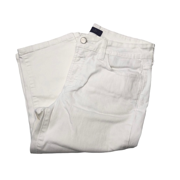 NYDJ White Mid Rise Stretch Cropped Jeans with Notched Leg - Picture 2 of 14